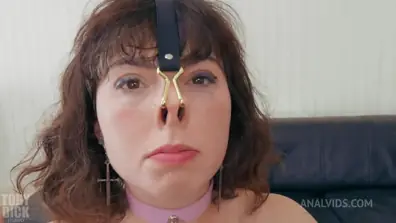 Nose hooked anal rimming throat spew slut